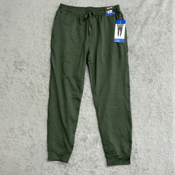 NEW Kirkland Signature Men's L Active Jogger Pants Recycled Polyester Green - Picture 2 of 7